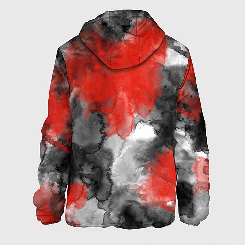 Мужская куртка Черно-красная абстрактная текстура акварели / 3D-Черный – фото 2