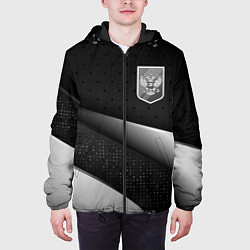 Куртка с капюшоном мужская Russia - black & white, цвет: 3D-черный — фото 2