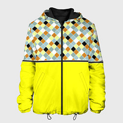 Куртка с капюшоном мужская Желтый неоновый комбинированный узор, цвет: 3D-черный