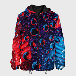 Куртка с капюшоном мужская Капли воды на цветном стекле, цвет: 3D-черный