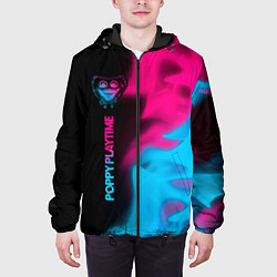 Куртка с капюшоном мужская Poppy Playtime - neon gradient: по-вертикали, цвет: 3D-черный — фото 2