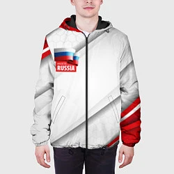 Куртка с капюшоном мужская Red & white флаг России, цвет: 3D-черный — фото 2