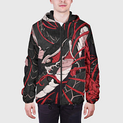 Куртка с капюшоном мужская Японская змея уроборос, цвет: 3D-черный — фото 2