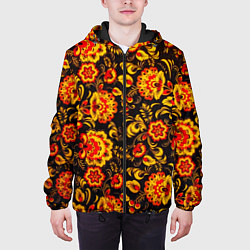 Куртка с капюшоном мужская Хохлома роспись, цвет: 3D-черный — фото 2