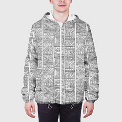 Куртка с капюшоном мужская Орнамент треугольник, цвет: 3D-белый — фото 2