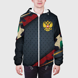 Куртка с капюшоном мужская Герб России черно-красный камуфляж, цвет: 3D-белый — фото 2