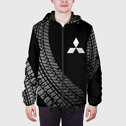 Куртка с капюшоном мужская Mitsubishi tire tracks, цвет: 3D-черный — фото 2