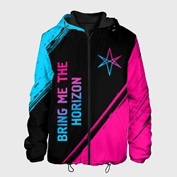 Куртка с капюшоном мужская Bring Me the Horizon - neon gradient: надпись, сим, цвет: 3D-черный