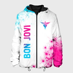 Куртка с капюшоном мужская Bon Jovi neon gradient style: надпись, символ, цвет: 3D-черный