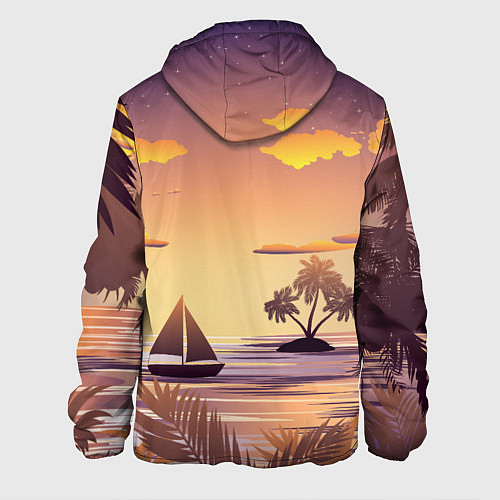 Мужская куртка Лодка в море на закате возле тропических островов / 3D-Черный – фото 2