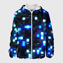 Куртка с капюшоном мужская Неоновые светящиеся квадраты, цвет: 3D-белый