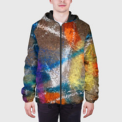 Куртка с капюшоном мужская Рисунок цветными мелками на асфальте, цвет: 3D-черный — фото 2