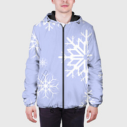 Куртка с капюшоном мужская Снежинок узоры, цвет: 3D-черный — фото 2