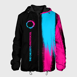 Куртка с капюшоном мужская The Callisto Protocol - neon gradient: по-вертикал, цвет: 3D-черный