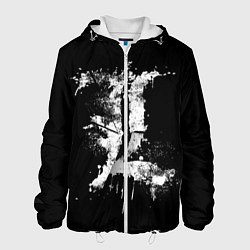 Куртка с капюшоном мужская Тетрадь смерти брызги красок, цвет: 3D-белый