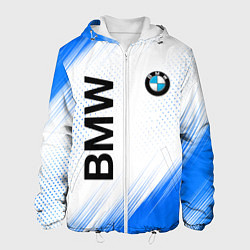 Куртка с капюшоном мужская Bmw синяя текстура, цвет: 3D-белый
