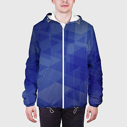 Куртка с капюшоном мужская Абстрактные синие прямоугольные фигуры, цвет: 3D-белый — фото 2