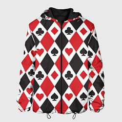 Куртка с капюшоном мужская Фон из карточных мастей, цвет: 3D-черный