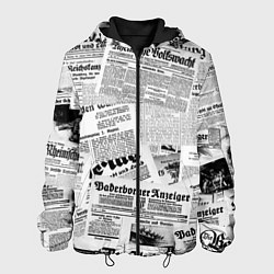 Куртка с капюшоном мужская Газетный коллаж, цвет: 3D-черный