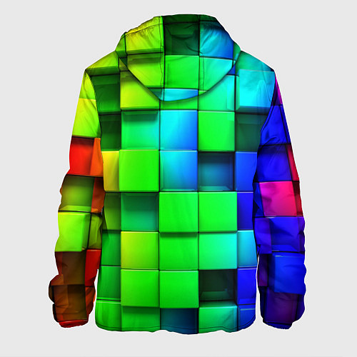 Мужская куртка Цветные неоновые кубы / 3D-Черный – фото 2