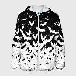 Куртка с капюшоном мужская Black and white bat pattern, цвет: 3D-белый