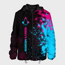 Куртка с капюшоном мужская Assassins Creed - neon gradient: по-вертикали, цвет: 3D-черный