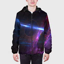 Куртка с капюшоном мужская Принт Deep космос, цвет: 3D-черный — фото 2