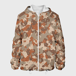 Куртка с капюшоном мужская Цифровой камуфляж - серо-коричневый, цвет: 3D-белый