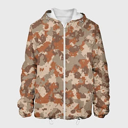 Куртка с капюшоном мужская Цифровой камуфляж - серо-коричневый, цвет: 3D-белый