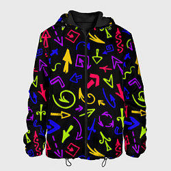 Куртка с капюшоном мужская Паттерн из разноцветных стрелочек, цвет: 3D-черный