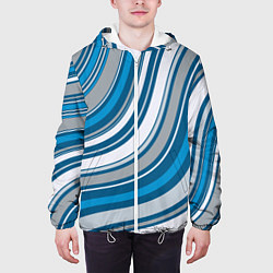 Куртка с капюшоном мужская Волнистые полосы - текстура, цвет: 3D-белый — фото 2