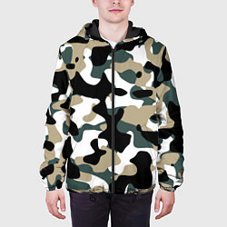 Куртка с капюшоном мужская Камуфляж Snow - Trees - Shrubs, цвет: 3D-черный — фото 2