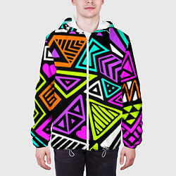 Куртка с капюшоном мужская Abstract geometric shapes, цвет: 3D-белый — фото 2