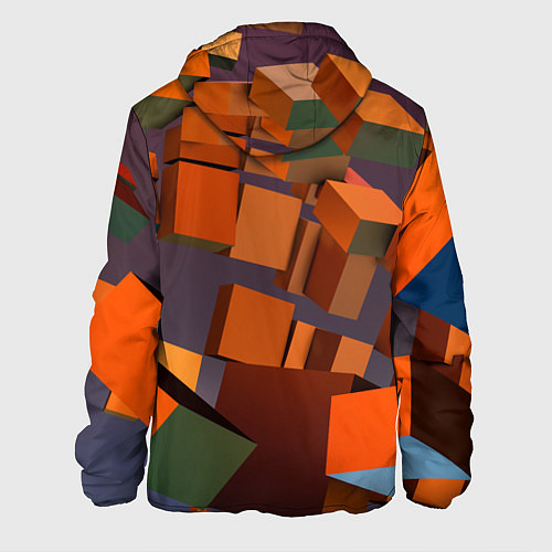 Мужская куртка Множество оранжевых кубов и фигур / 3D-Черный – фото 2