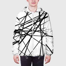 Куртка с капюшоном мужская Пересечение линий, цвет: 3D-белый — фото 2