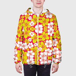 Куртка с капюшоном мужская Hawaiian kaleidoscope, цвет: 3D-белый — фото 2