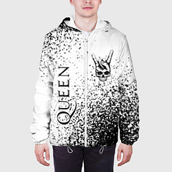 Куртка с капюшоном мужская Queen и рок символ на светлом фоне, цвет: 3D-белый — фото 2