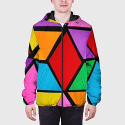 Куртка с капюшоном мужская Множество разноцветных ромбов, цвет: 3D-черный — фото 2