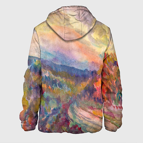 Мужская куртка Осенний пейзаж акварель / 3D-Черный – фото 2