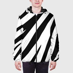 Куртка с капюшоном мужская Камуфляж зебры, цвет: 3D-черный — фото 2