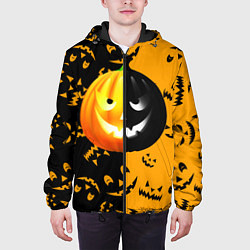 Куртка с капюшоном мужская Тыква на Хэллоуин, цвет: 3D-черный — фото 2