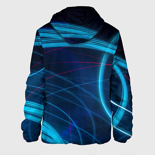 Мужская куртка Синие абстрактные линии в темноте / 3D-Черный – фото 2