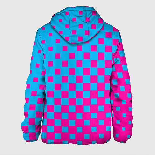 Мужская куртка Фиолетовые и синие квадратики / 3D-Черный – фото 2