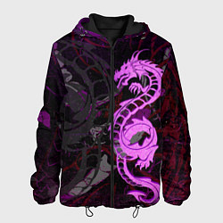 Куртка с капюшоном мужская Неоновый дракон purple dragon, цвет: 3D-черный