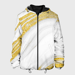 Куртка с капюшоном мужская Белый с золотом мрамор, цвет: 3D-черный