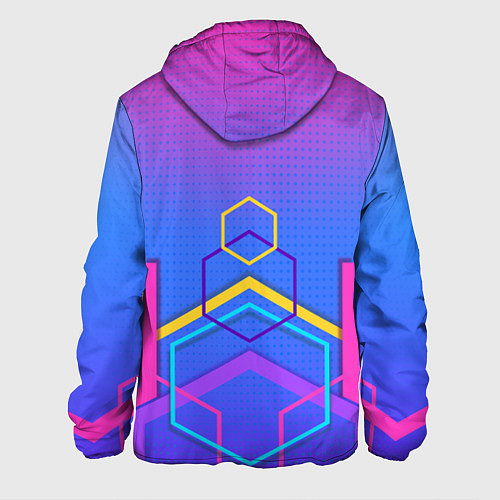 Мужская куртка Многоцветный градиент с геометрическими фигурами / 3D-Черный – фото 2