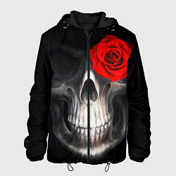 Куртка с капюшоном мужская Роза на черепе, цвет: 3D-черный