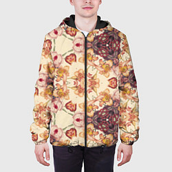 Куртка с капюшоном мужская Цветы абстрактные розы, цвет: 3D-черный — фото 2
