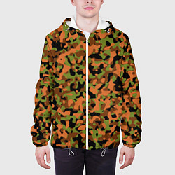 Куртка с капюшоном мужская Камуфляж осенний лес мелкий, цвет: 3D-белый — фото 2