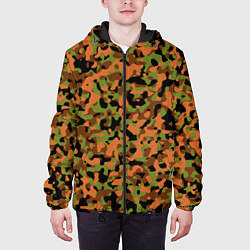 Куртка с капюшоном мужская Камуфляж осенний лес мелкий, цвет: 3D-черный — фото 2